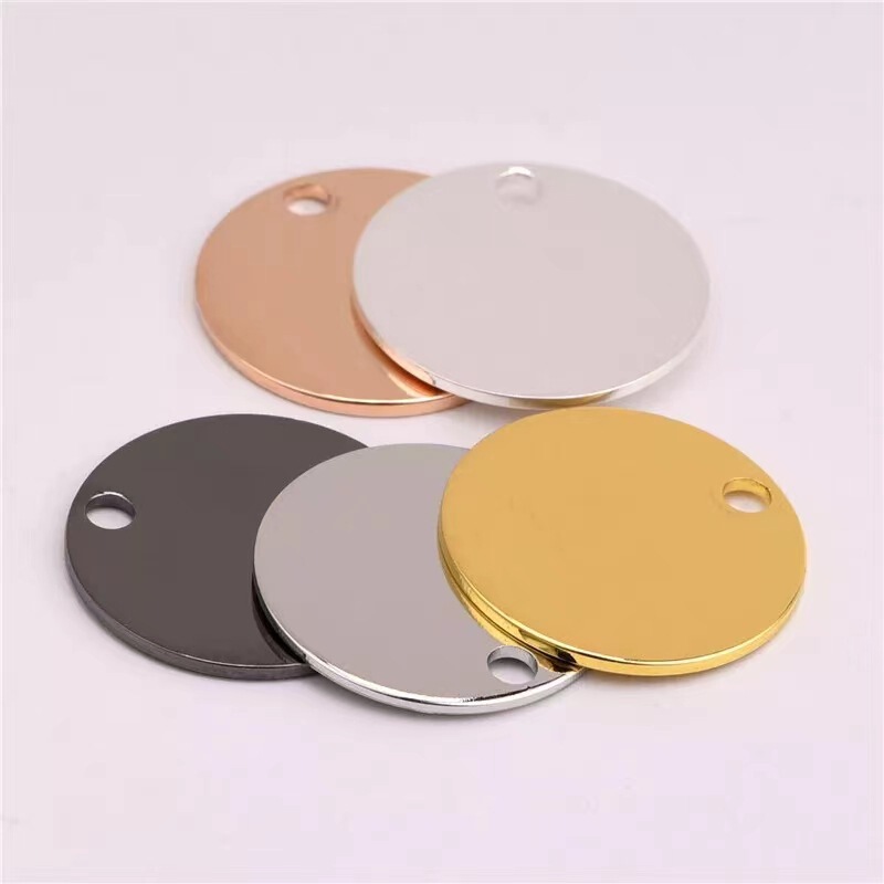 Stainless steel mirror polished round brand pendant lettering corrosion round round brand dog tag DIY accessories tail