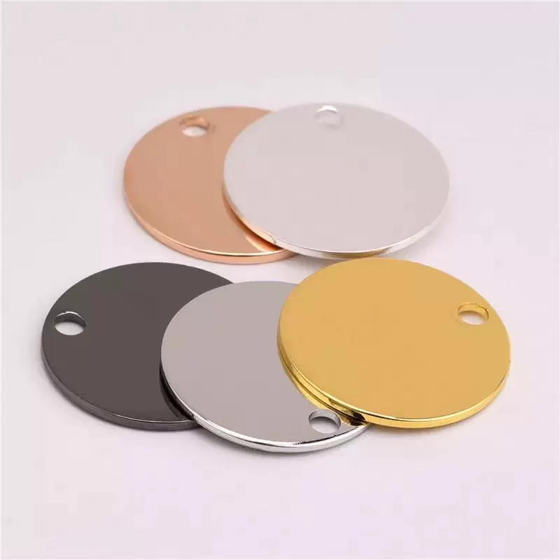 不锈钢镜面精抛光圆牌吊坠 可刻字腐蚀圆形圆牌狗牌DIY饰品配件尾