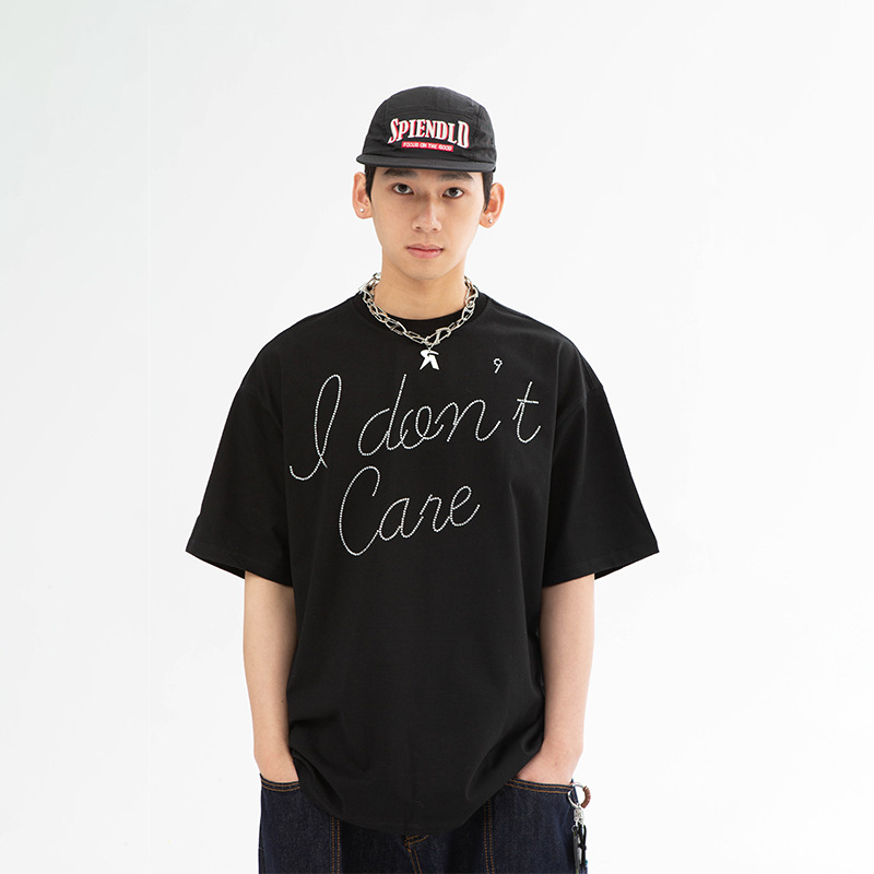 Spring Japanese retro trend T-shirt for leisure with a round collar