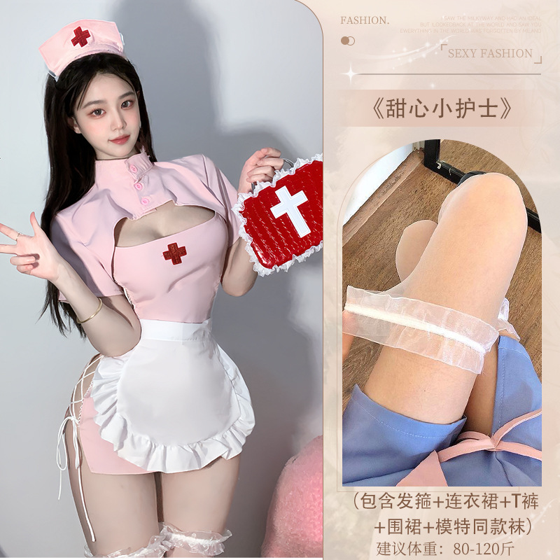 4471 pink [headband + dress + T pants + apron] + S2 white socks