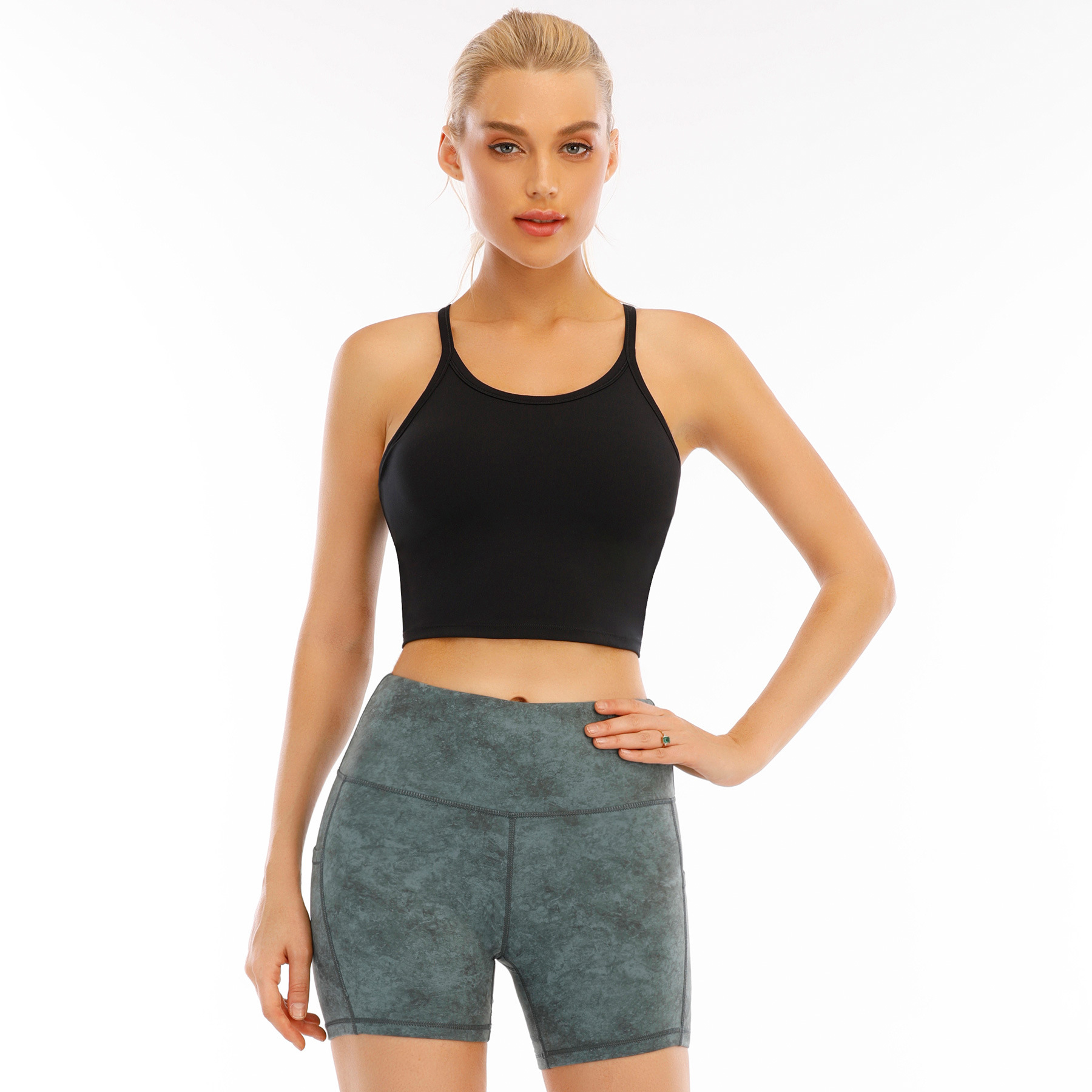 定制！跨境新款運動內(nèi)衣女跑步瑜伽服健身文胸小背心外穿薄款