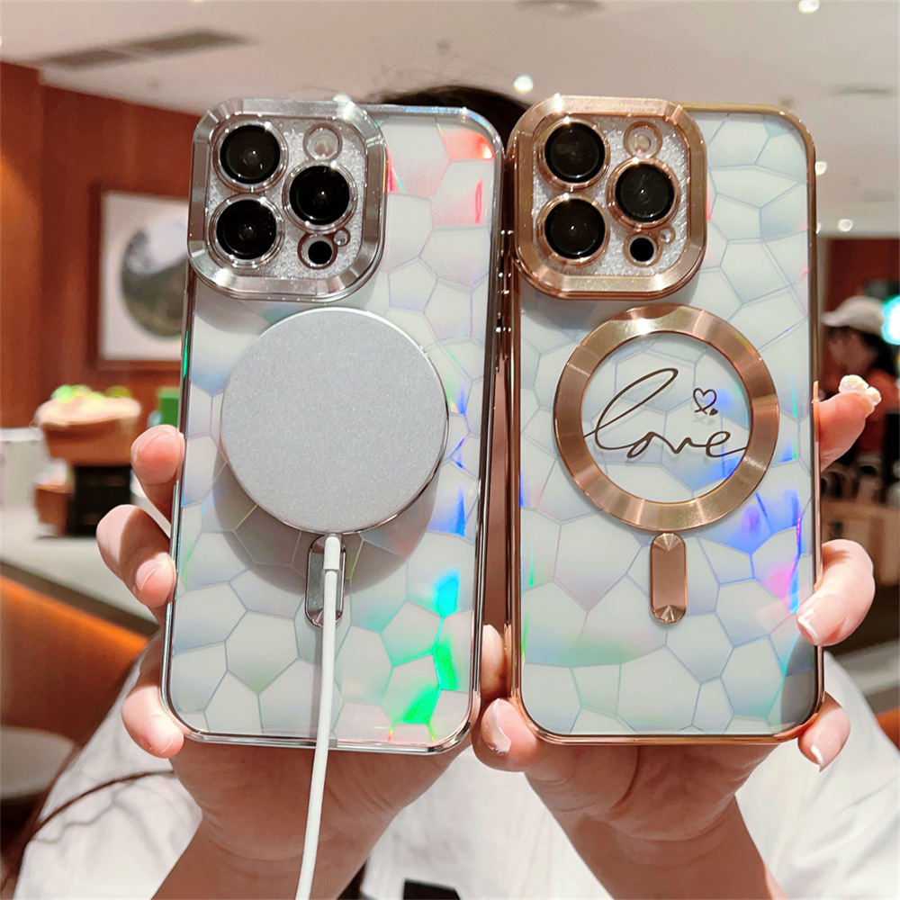 Funda Protectora Magnética para iPhone 17 Pro Max, con Imán Resistente Electrochapado, Diseño de Cubo de Agua Láser, Compatible con Apple 16 y 15