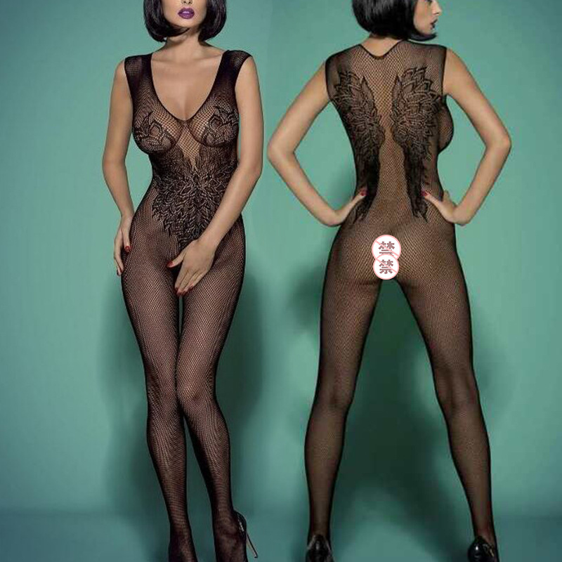 Foreign trade wholesale Europe and the United States perspective sexy sexy stockings temptation one-piece stockings hollow jacquard suspenders mesh clothes