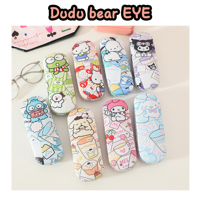 New Cartoon Glasses Case Kulomi PU Anti-pressure Anti-scratch Student Myopia Glasses Case Small White Cute Glasses Case