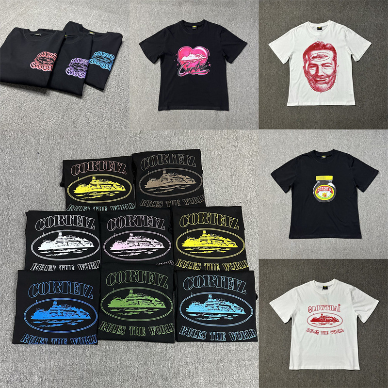 American Corteiz Trendy Brand Alcatraz Summer New Retro Printed Men's and Women's Trendyy Loose Casual Short-Sleeved T-Shirts