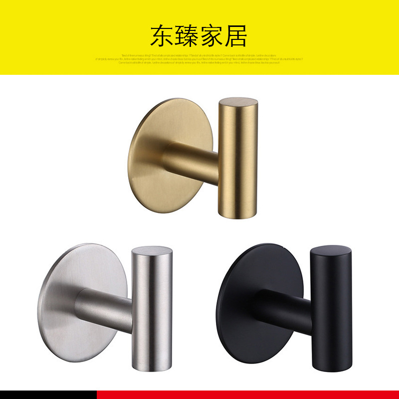 304 de acero inoxidable negro gancho de ropa hogar diario creativo portátil autoadhesivo gancho de cocina