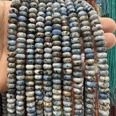 Zərgərlik ara hissələri, Cross-border abacus beads 5*8mm white - blue-and-white-hemp-stone-58mmabout-70-80-pieces-white-stone-optimized