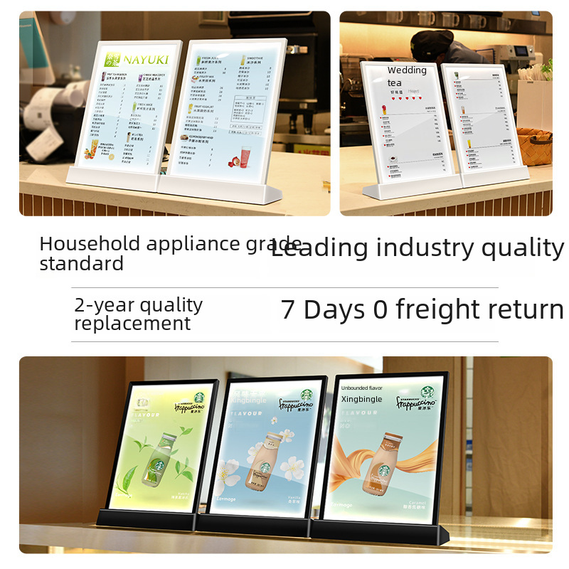 Display stand menu board for sviao/Speedy Tea Shop, acrylic table for setting up the table display, menu, price list