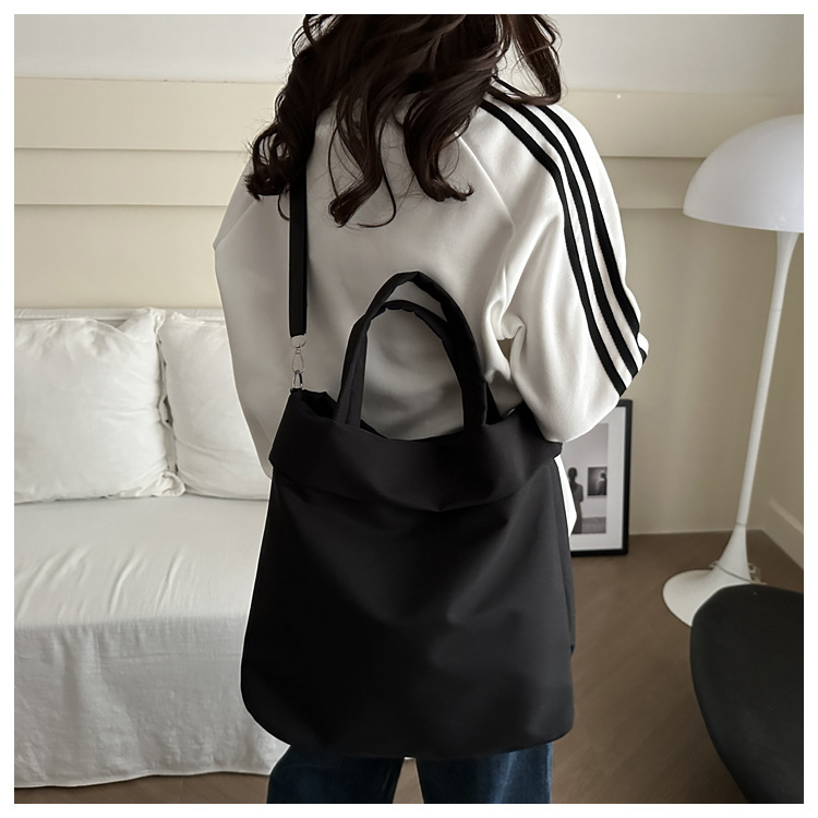 New casual nylon fashion solid color 2024 large-capacity solid color tote canvas crossbody single-shoulder hand-held Tote bag undefined