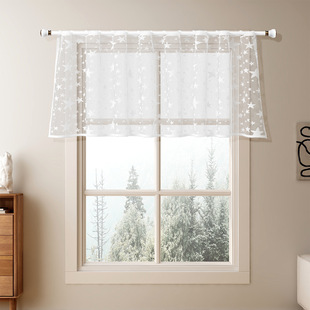 Shein Finished Window Screen Dropshipping Cross-Border Hot-Selling New Starry Short Curtain Semi-Blackout Window Screen Curtain Manufacturer Wholesale