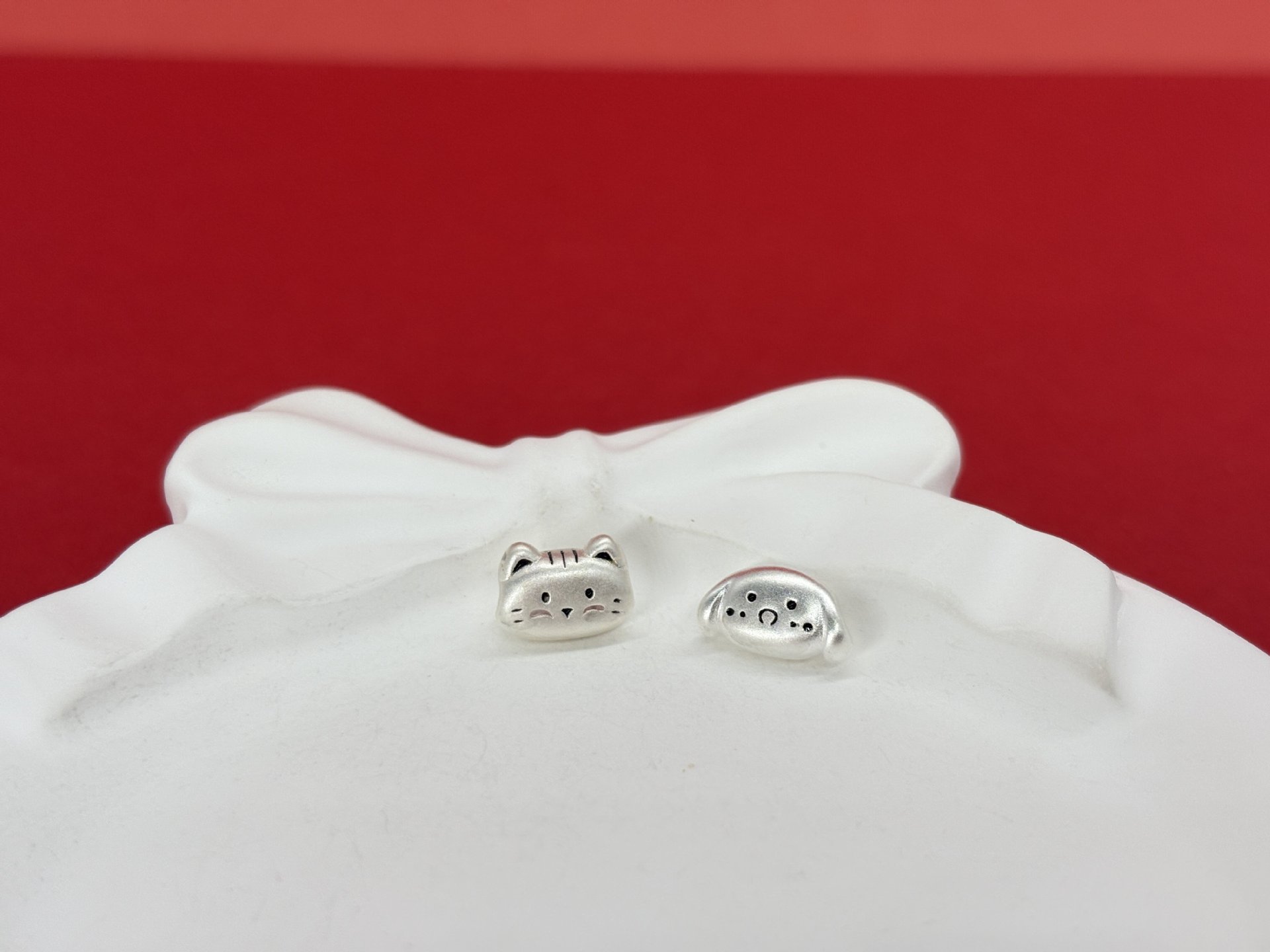 999 Pure Silver Cartoon Baguette Cat Beads Cute Accessories Handmade DIY Braided Rope Accessories Bracelet Spacer Beads