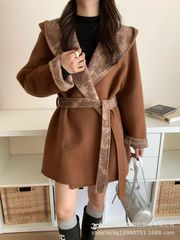 四叶草老花提花双面羊绒大衣女中长款大牌轻奢高端小个子羊毛外套