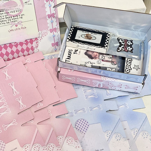 Original Silk Ribbon Plane Box Ins Card Gift Packaging Box Packing Box Rectangle Express Foldable Paper Box