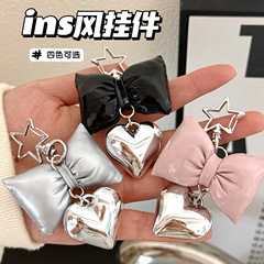 インスタイル模造革リボンラブペンダントガールハイエンドバッグキーホルダーペンダント多用途小さなペンダント