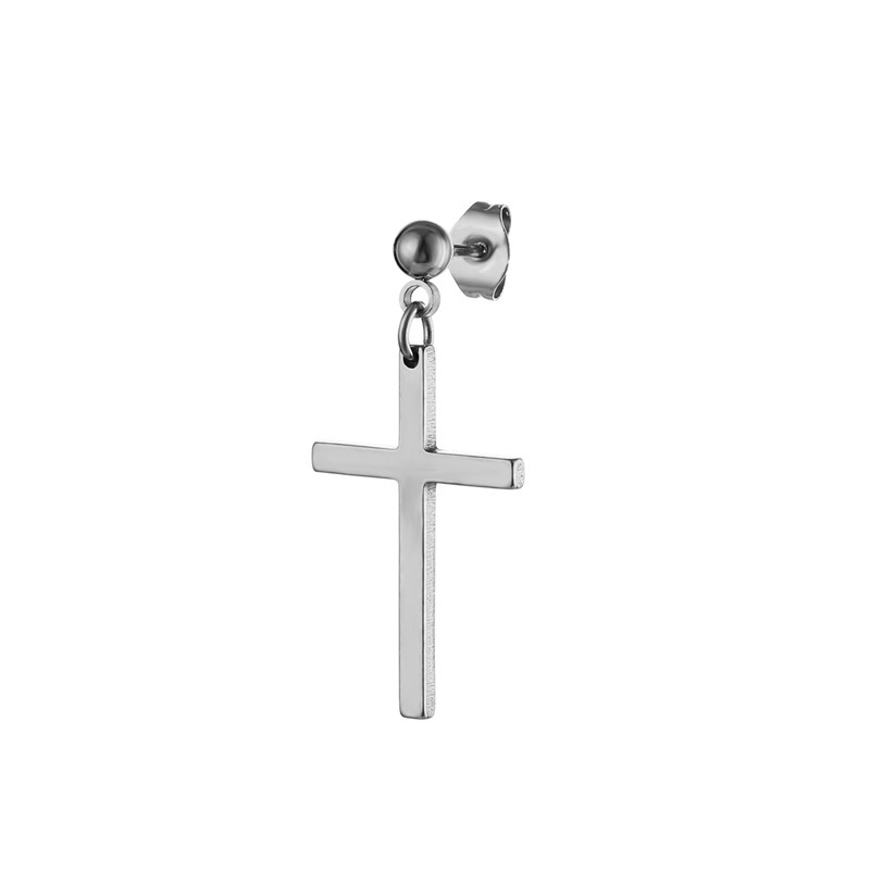 Simple Style Cross Titanium Steel Drop Earrings 1 Piece display picture 3
