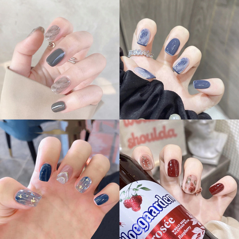 Blue Scent Cherry 24 Pieces Set Wearing Manicure Sticker Nail Patch Fake Nail Finished Removable Nail Blue Scent Cherry 24 Pieces Set Wearing Manicure Sticker Nail Patch Fake Nail Finished Removable Nail