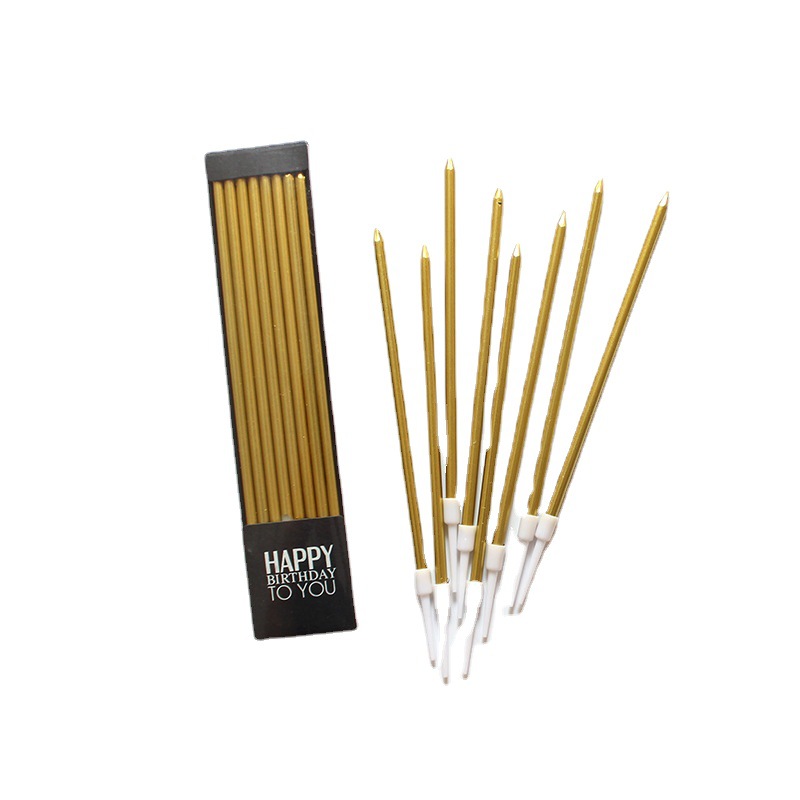 Velas de cumpleaños galvanizadas delgadas velas de lápiz de boda velas de cumpleaños nacaradas de champagne oro cera de cumpleaños