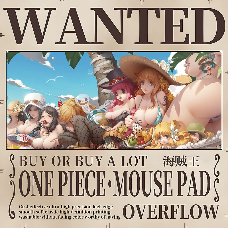Коврик для мыши увеличенный One Piece Luffy коврик для мыши Solong женский аниме двухмерный утолщённый с застёжкой край столовый подкладка