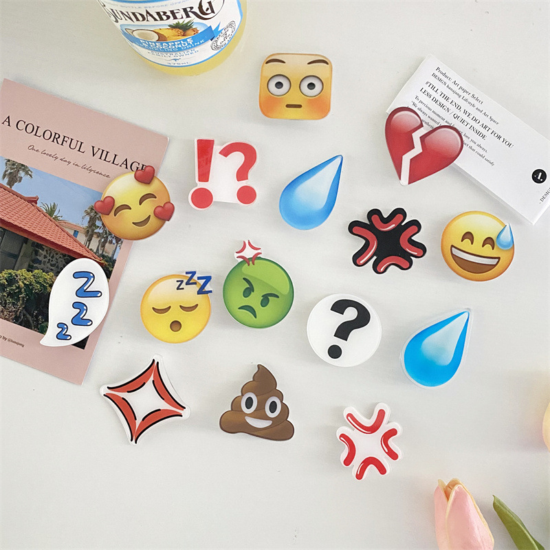 emoji水滴发夹表情包手工发卡亚克力流汗夹子汗滴发卡侧边夹批发