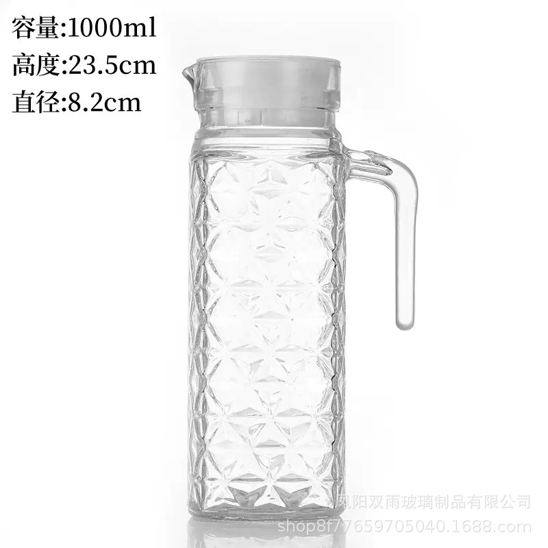 Fábrica directa de agua corrugada de vidrio fría jarro de jugo jarro de agua vertical jarro de boca de pato de gran capacidad