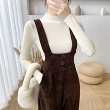 时尚减龄背带阔腿裤套装女秋冬法式灯芯绒连体裤名媛小个子两件套