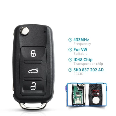 Suitable for Volkswagen 2-button Car Keys - 3-keys