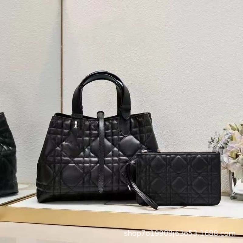D家原厂皮Toujours手提真皮女包单肩腋下羊皮包菱格大容量托特bag|undefined