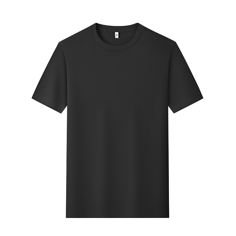 80 hombres de hombro recto, lujo ligero, alta calidad, color sólido, media manga, camiseta de manga corta, algodón de caballo, camiseta para hombres, personalización de verano