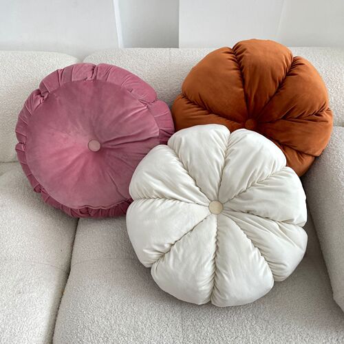 Nordic ins style velvet pumpkin cushion futon handmade pleated sofa cushion office chair cushion bay window pillow