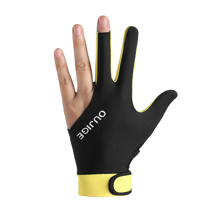 Guantes de billar con tres dedos espesados con una sola superficie de malla transpirable, absorbente de sudor, deshumidificante, antideslizante y resistente al desgaste, guantes de dedos delgados