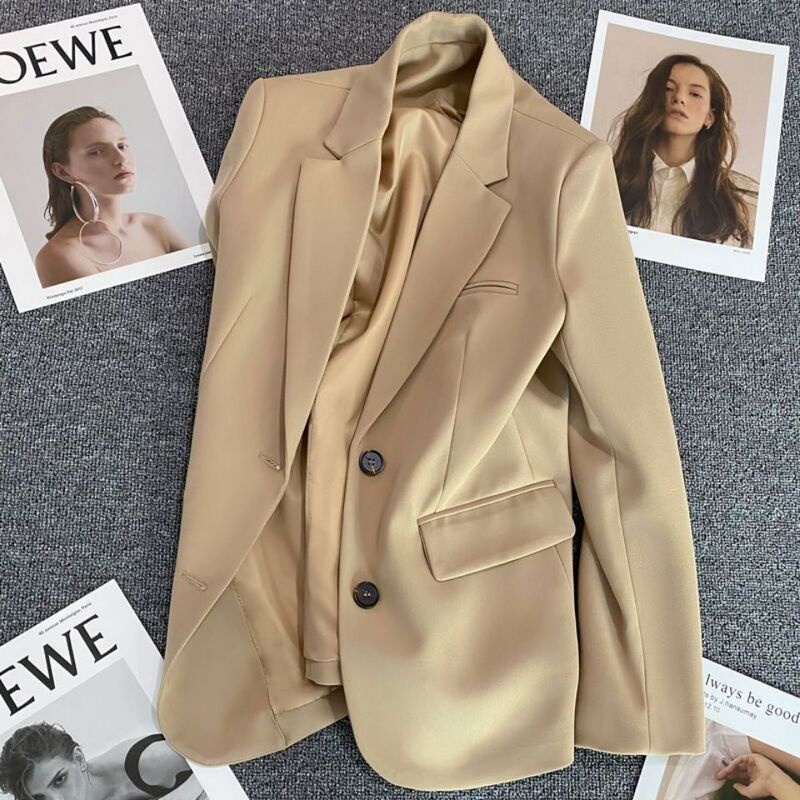 Khaki Suit Jacket for Women 2022 Spring & Fall New Casual Elegant High-End Street Suit Top