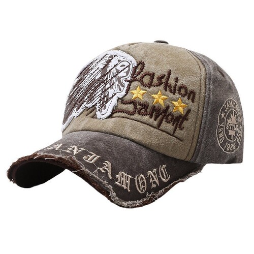 European and American-style baseball cap, vintage distressed design, casual outdoor sports hat for spring and autumn, sunshade hat with letter embroidery, men's visor cap.