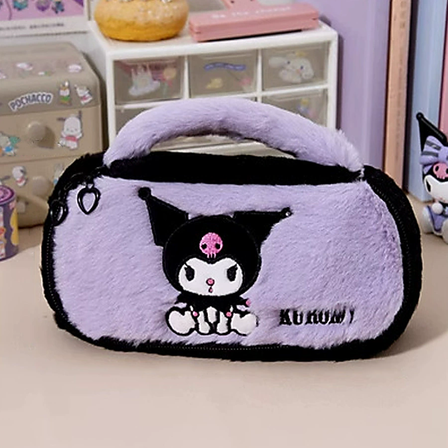 Плюшевый пенал Sanrio Hello Kitty, вместительный портативный канцтовары, многоразовый (22×12×3 см)