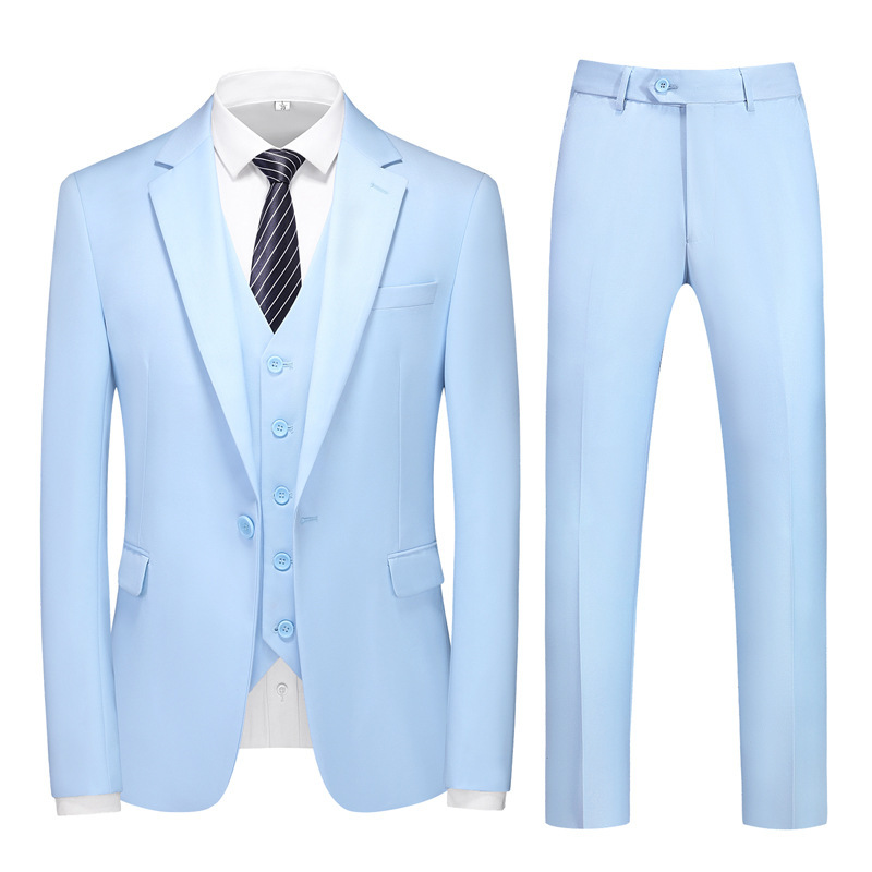 Foreign trade men's suit set three-piece double split elastic waist groom wedding dress Group suit suit spot