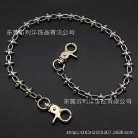 欧美跨境ins风时尚流行嘻哈尖头铆钉腰链 个性设计朋克裤链牛仔链