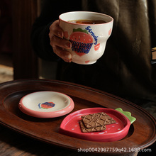 简约创意手握咖啡杯碟套装陶瓷水果咖啡杯碟情侣杯小清新早餐杯