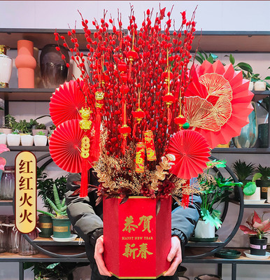 銀柳幹花年宵花卉真花鮮枝室內裝飾植物綠植招財喜慶多彩鮮枝花卉