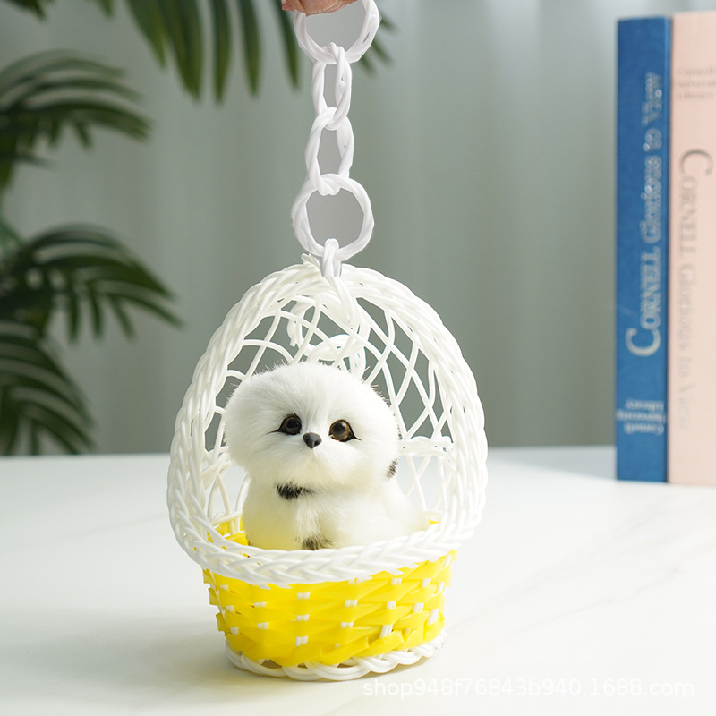 노란색 교수형 바구니 + 발견 된 개가 짖습니다