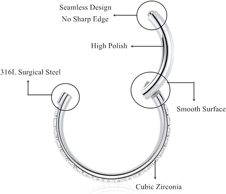 316L Stainless Steel Nose Ring Seamless Hoop for Women Gold Piercing Jewelry detail image 11