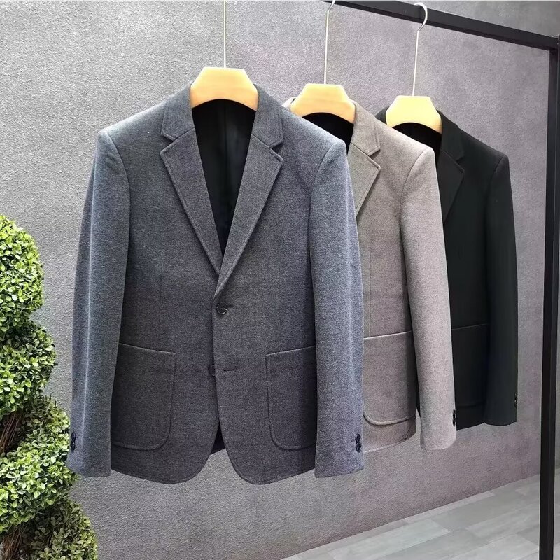 Autumn and Winter Thickened Woolen Small Suit Men's Jacket Slim-fit High-end Sense Casual Korean Style Fashionable Suit for Men Autumn and Winter Thickened Woolen Small Suit Men's Jacket Slim-fit High-end Sense Casual Korean Style Fashionable Suit for Men