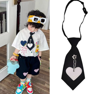 Korean version of the college style black short piercing female sweet JK Japanese personality trend trendless shirt decorative grid collar