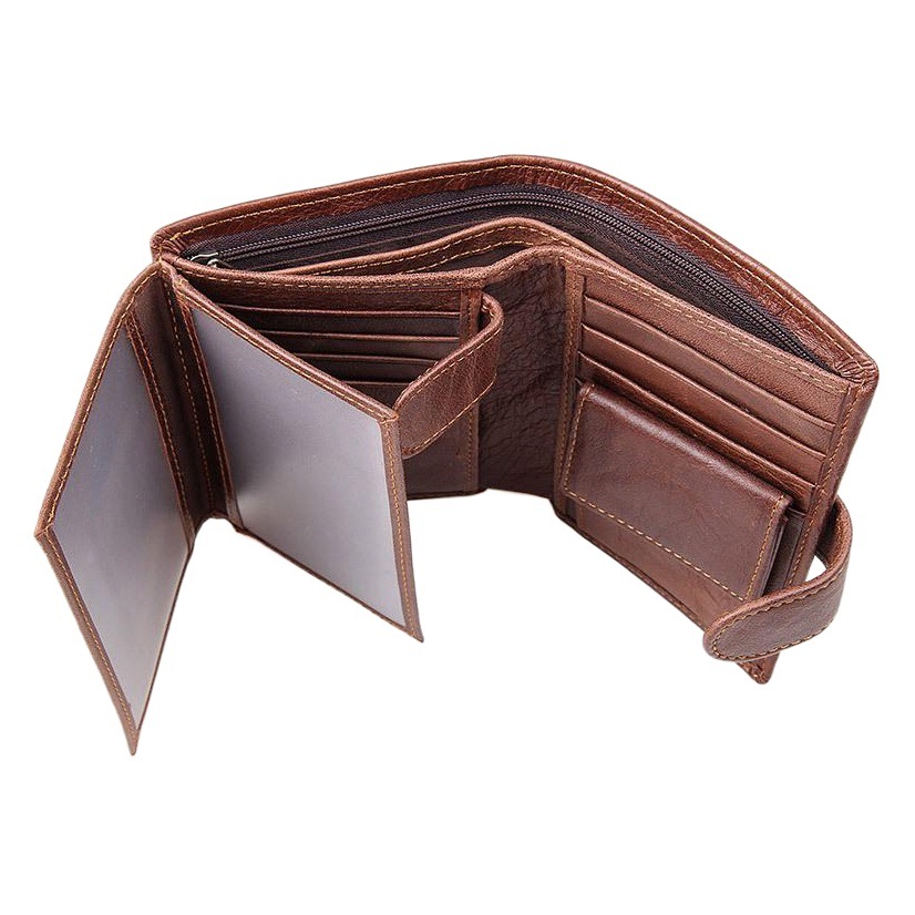 Vintage Coin Purse Wholesale Leather Wallet Men's Tri-fold Card Bag Short Cowhide Men's Wallet RFID Anti-theft Brush