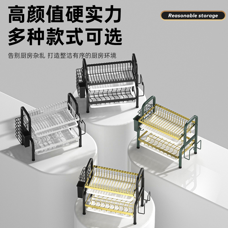 Fábrica de fuente para almacenar platos de cocina transfronterizos, platos de mesa, estante de drenaje multifuncional, tipo de pared