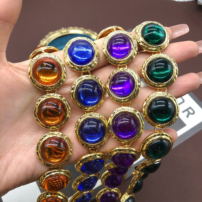 Banquet, Family Gathering, Party Occasion Alloy, glass Material Vintage Style Solid Color Alloy Glass Plating Women's Necklace