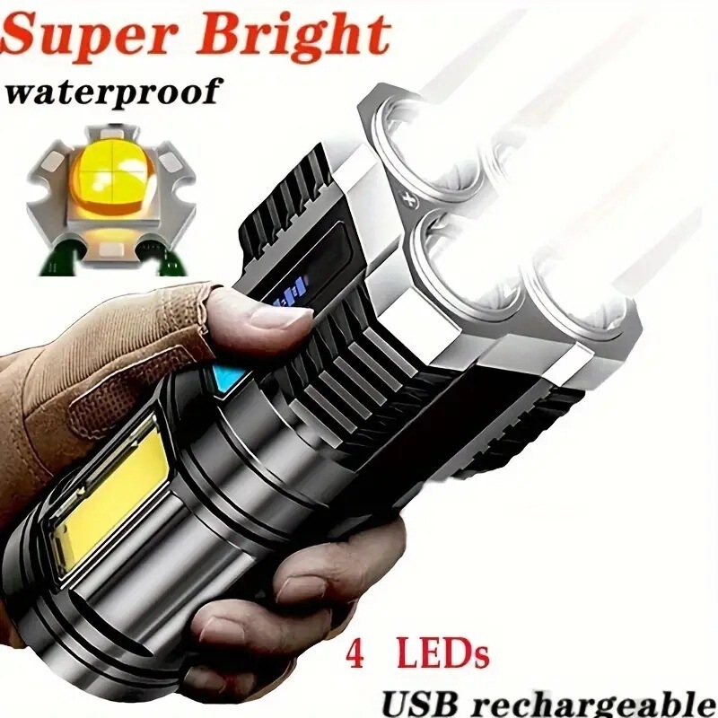 High-Intensity Flashlight, Cross-Border Outdoor Led Portable 100,000 Lumens Zoomable Rechargeable Long-Lasting Mini Flashlight