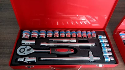 repair socket tool set, manufacturer — Mühərrik tənzimləmə alətləri - blue-ribbon-iron-box-24-piece-slide-rod-set