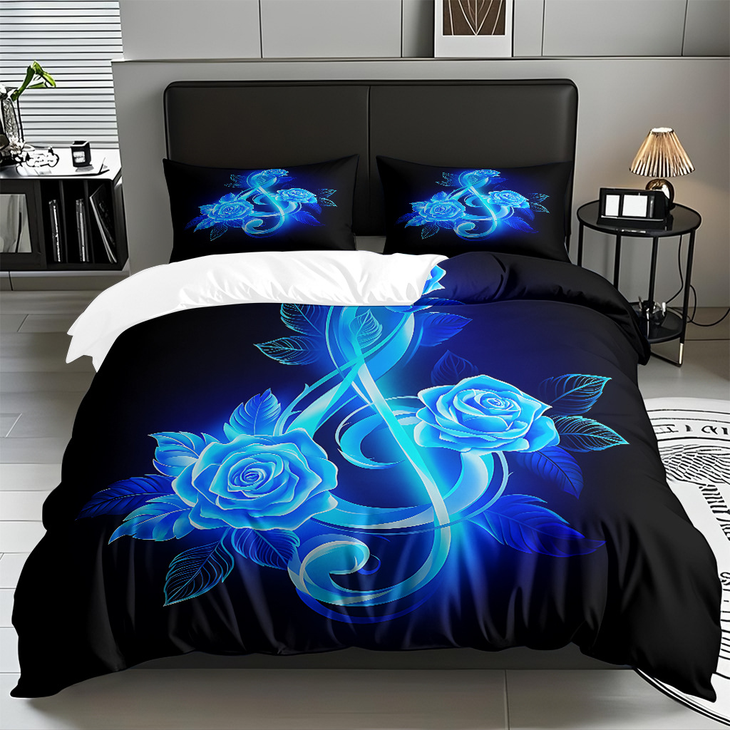 TEMU / JIT multivariado rosa digital impresión set edredón suave piel transpirable fábrica de origen textil