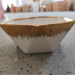 ��߅����ʮ�������մɜ�����߅�����golden rim hexagonal bowl