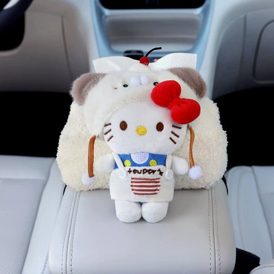 Car Tissue Box Cartoon Lamb Car tissue box/set - cat-with-hat-and-bow-lambskin-tissue-box