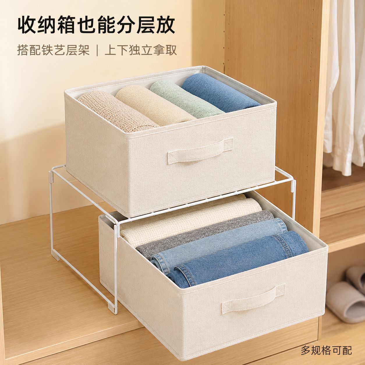 Anqin Fabric Storage Box Foldableable Wardrobe Large Capacity Storage Box Cloakroom Pants Clothing Drawer Storage Box